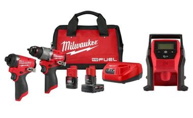 Milwaukee M12 FUEL Drill, Driver &amp; Inflator Combo Kit Bundle