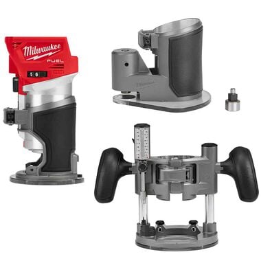 Milwaukee M18 FUEL Compact Router with Plunge &amp; Offset Base (Tool &amp; Bases Only)