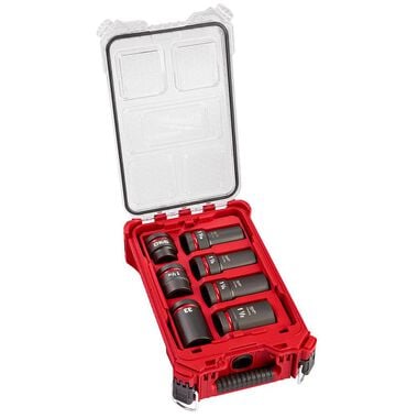 Milwaukee SHOCKWAVE Impact Duty 1 in Drive 7 Piece MM &amp; SAE Wheel Service Socket PACKOUT Set