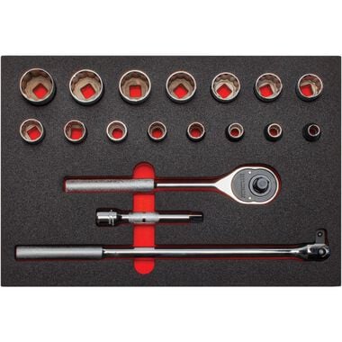 Proto 3/8in Drive 6pt Socket Set 22pc with Foam Insert