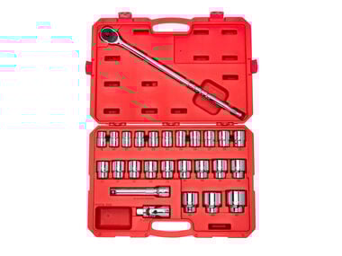 Tekton 3/4 Inch 12 Point Socket and Ratchet Set Case, 26 Piece (19-50 mm)