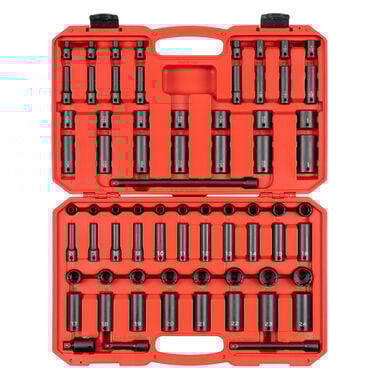 Tekton 3/8 Inch 12 Point Impact Socket Set, 72 Piece (1/4-1 Inch, 6-24 mm)