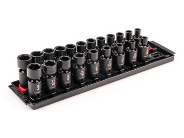 Tekton 3/8 Inch 6 Point U-Joint Impact Socket Set, (5/16-3/4 Inch, 8-19 mm)