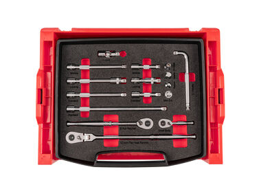 Tekton 3/8 Inch Ratchet and Accessories Set with Drawer and Rack (16 Piece)