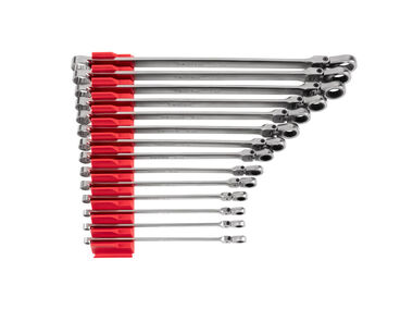 Tekton Fixed/Flex Head Ratcheting Box End Wrench Set, Org, (6-19 mm)