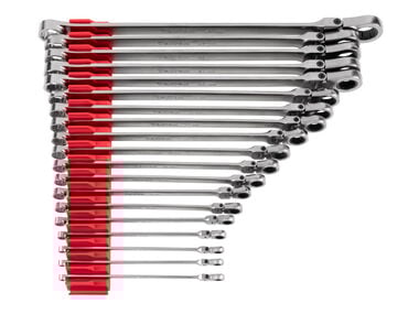 Tekton Fixed/Flex Head Ratcheting Box End Wrench Set, Org, (6-24 mm)