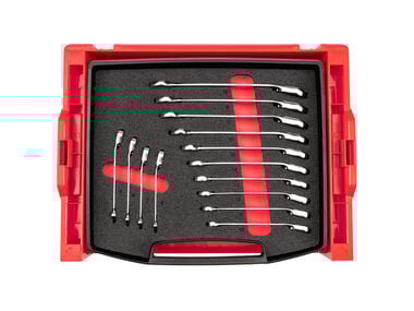 Tekton Ratcheting Combination Wrench Set, Drawer/Rack, 14 Piece 619 mm