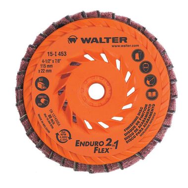 Walter 4-1/2 Inch 2-In-1 Enduro Flex Flap Disc, 5/8 Inch-11 Inch Arbor, 10 Pack